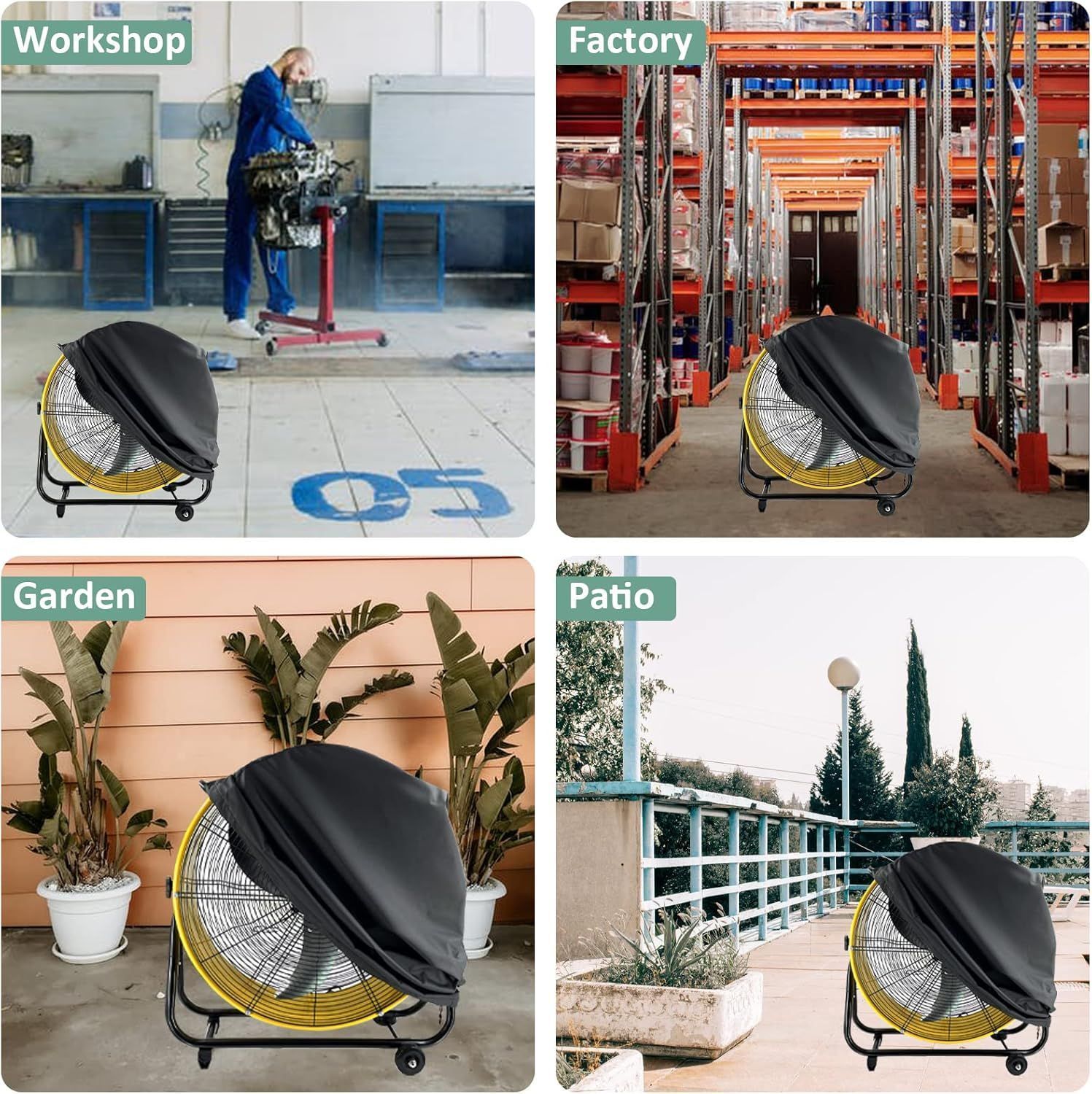 Industrial Fan Cover Waterproof Washable Outdoor Floor Fan Cover Protector