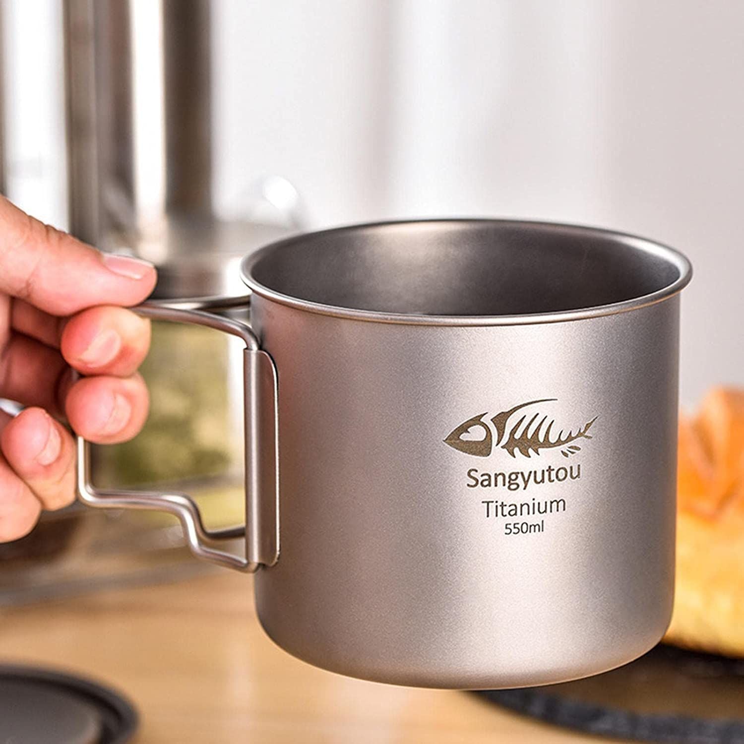 Outdoor Camping Mug Titanium Water Cup Picnic Fishing Accessory Travel Tableware