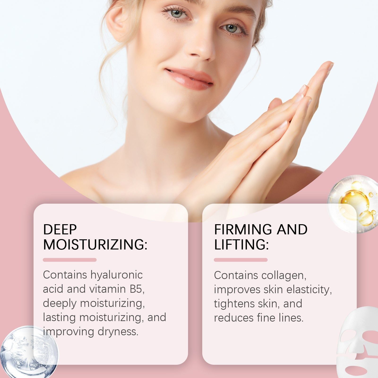 Collagen Facial Moisturizer Mask, Anti-Wrinkle, Hydrating, Skin Elasticity, Nourishing, Skincare ,4 pieces