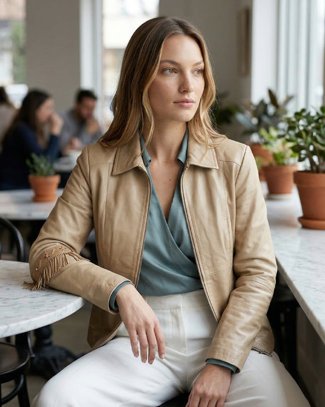 By Carmenzo Vanilla Scoop leather jacket