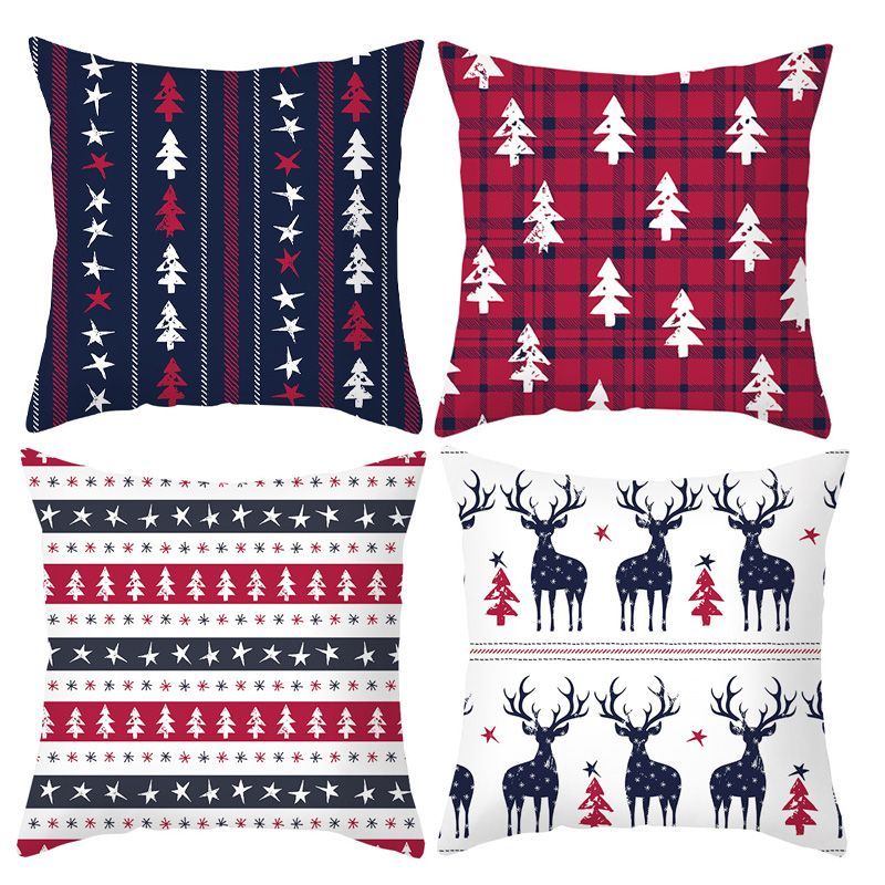 4pcs Christmas Pillow Cases Merry Christmas Throw Cushion Covers Holiday Decoration