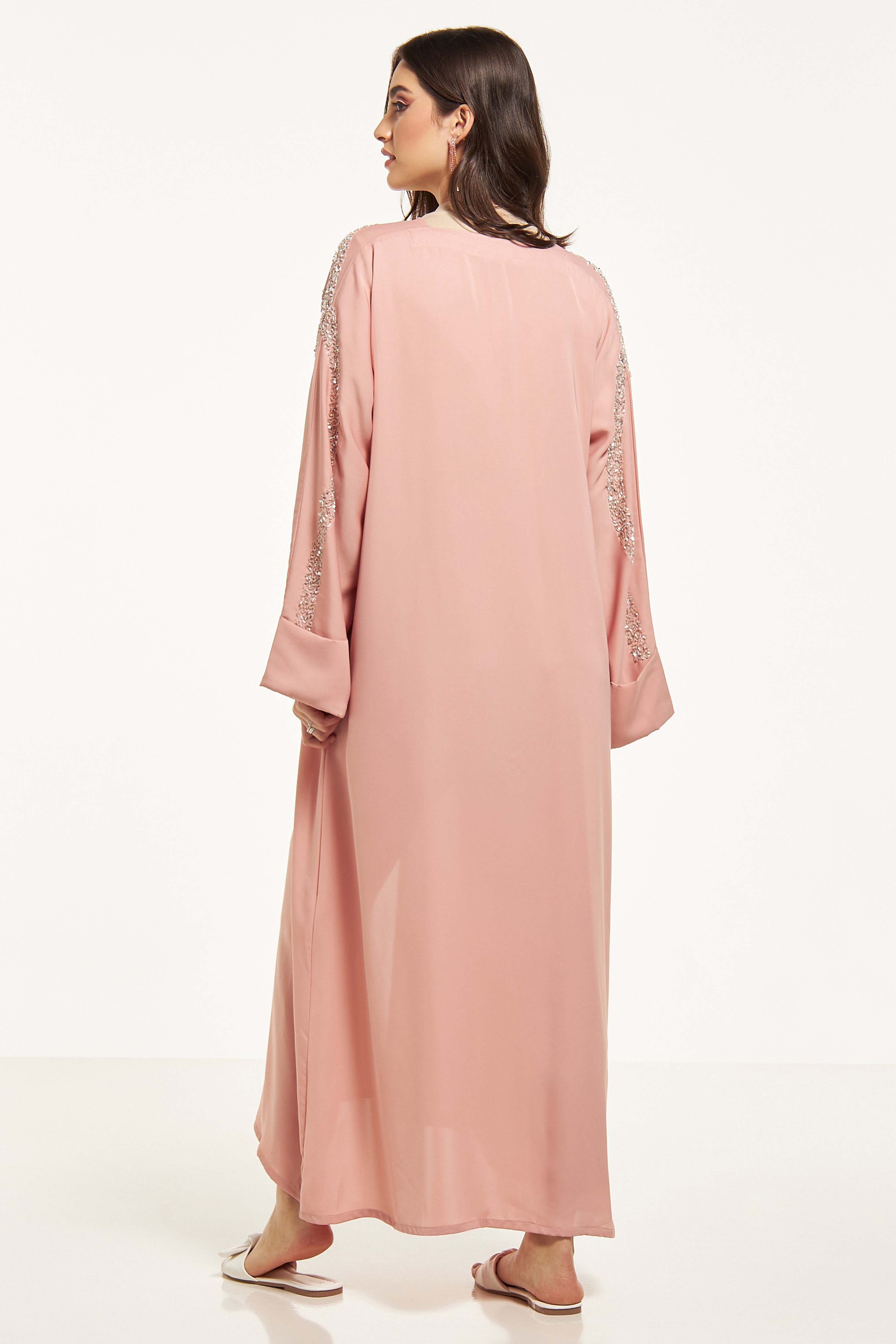 MOiSTREET Embellished Abaya with Sheila