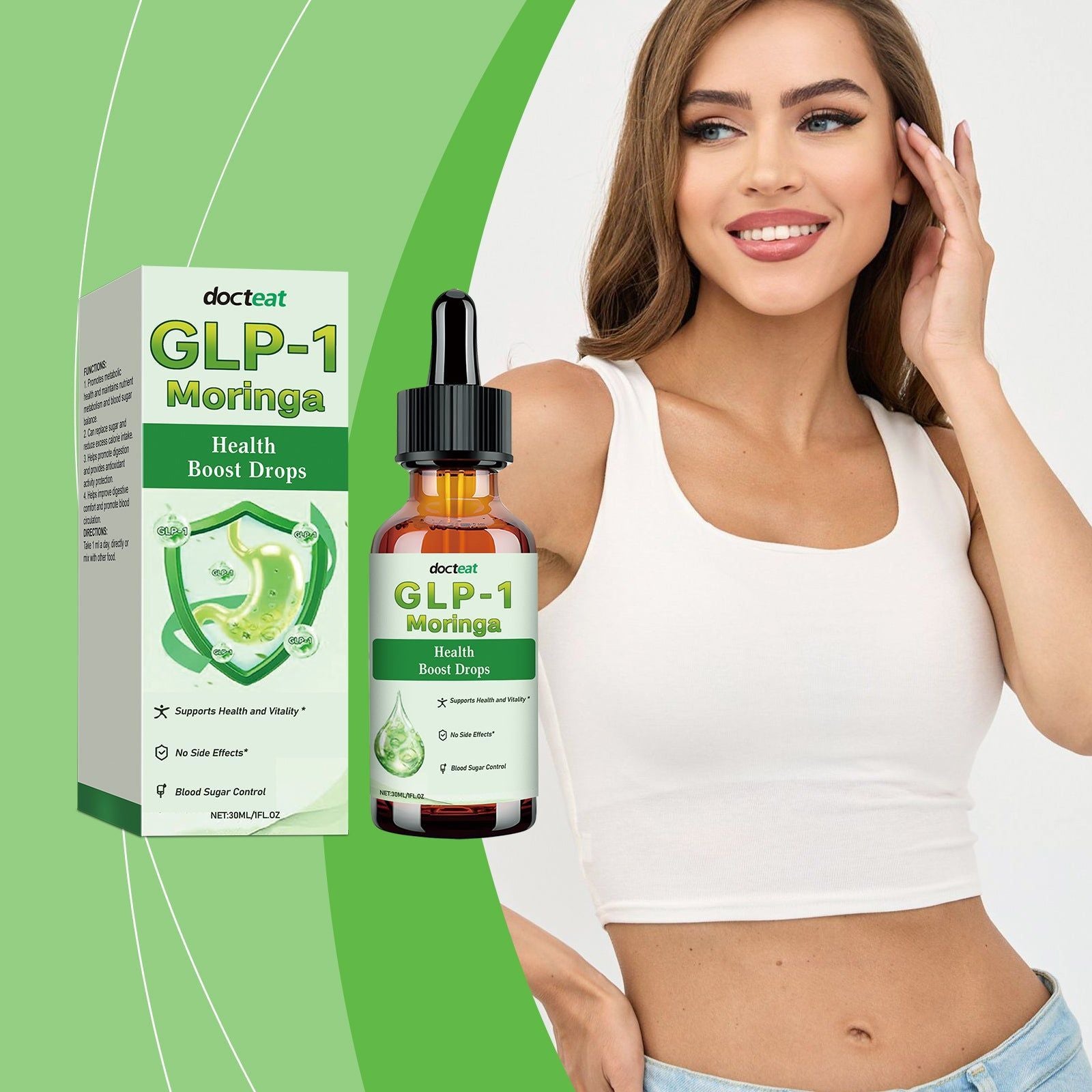 Boost Body Care with Moringa GLP-1 Drops, Fat Burn, Digestive Health ,30ml