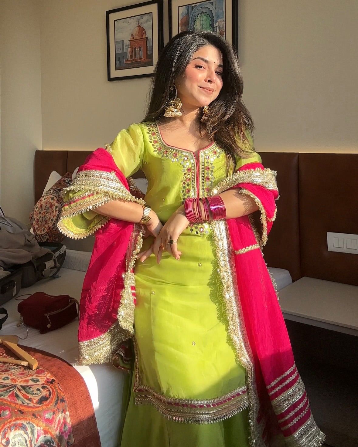 Fab Zone Embroidered Plazzo Suit with Dupatta