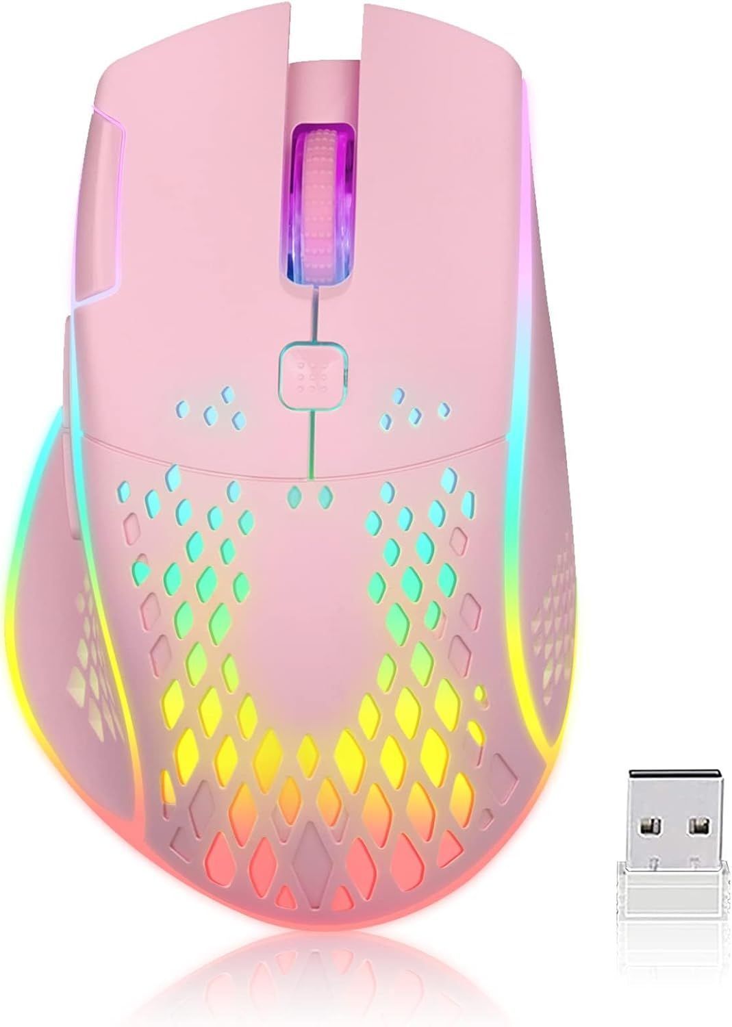 Wireless Gaming Mouse Silent Click Rechargeable Gaming Mouse with Dual Click Button