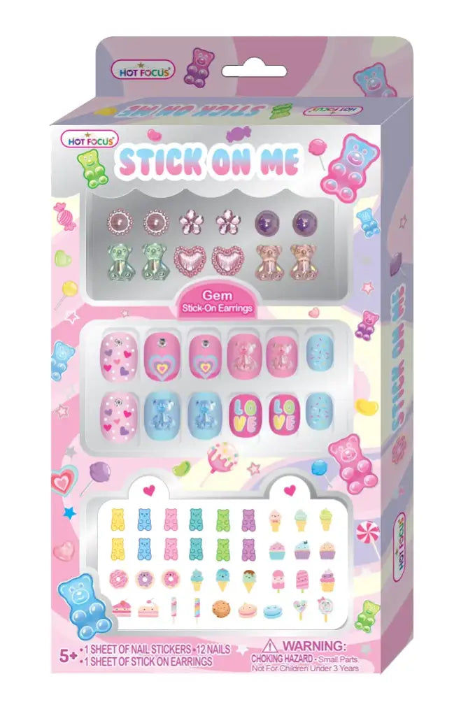 Hot Focus Stick On Me – Press-On Nails, Nail Stickers & Stick-On Earrings Set