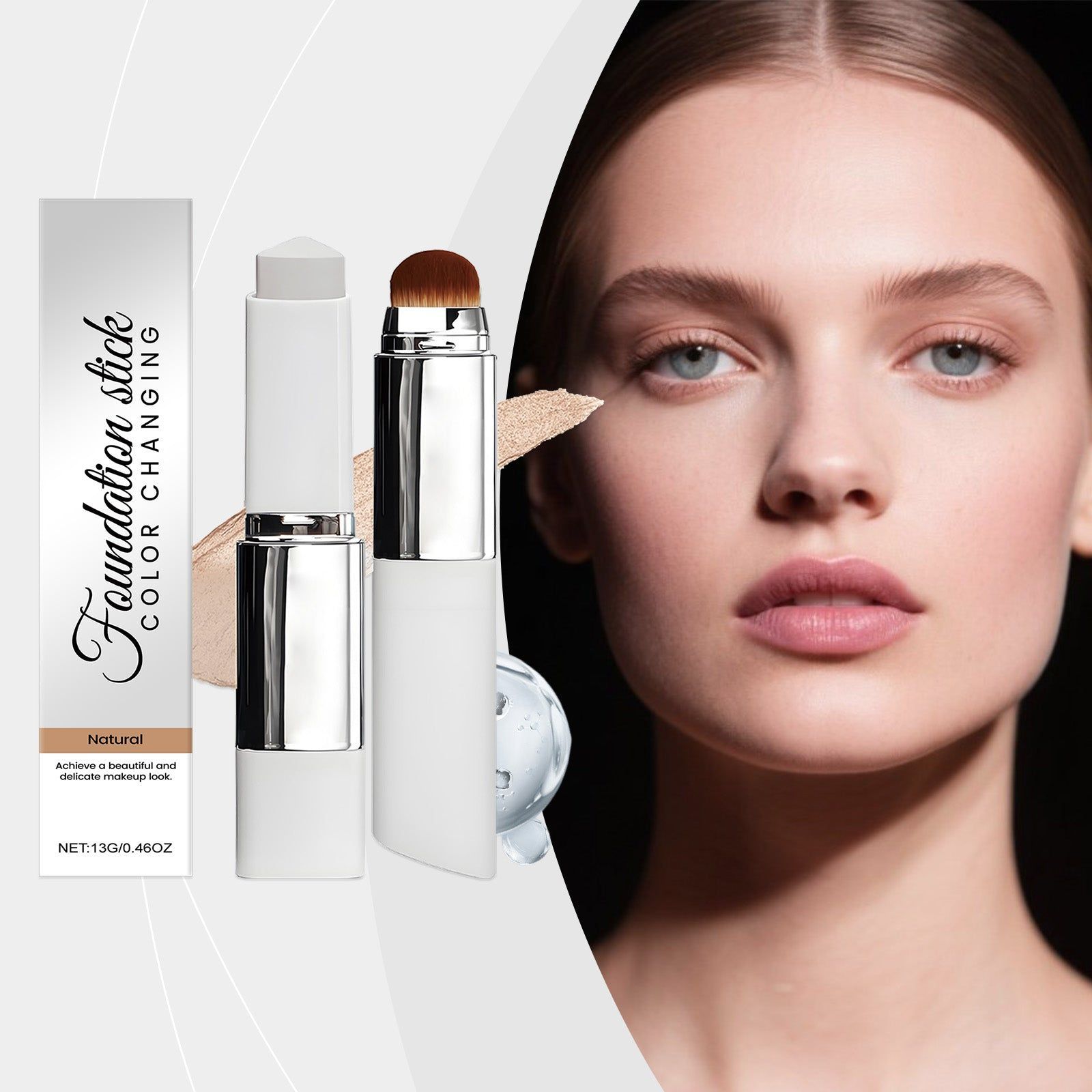 Color Changing Foundation Stick, Hydrating Concealer, Flawless Makeup, Long-Lasting ,13g