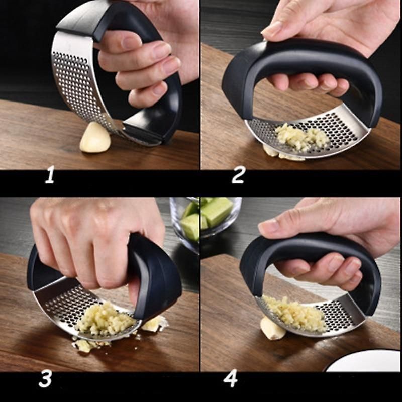 Garlic Press Stainless Steel with Ergonomic Handle - Easy to Clean, Fits Large Garlic Cloves, Dishwasher Safe, Durable Kitchen Tool