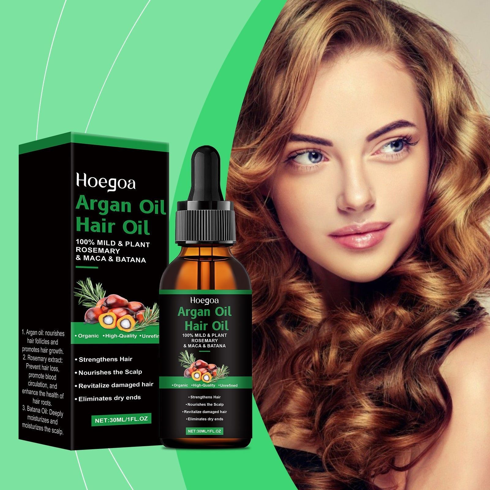 Argan Hair Care Oil, Nourish & Strengthen Hair, Prevent Hair Loss, Deep Repair ,30ml