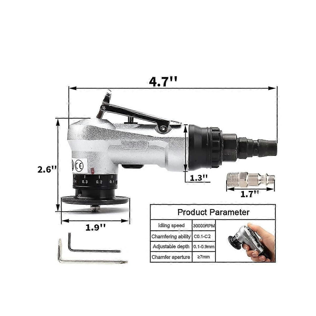 Mini Pneumatic Chamfering Tool With Replaceable Blades and Bearings