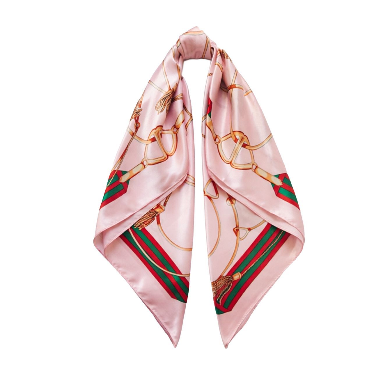 4Pcs Chain Print Satin Square Scarf Set for Women 90cm