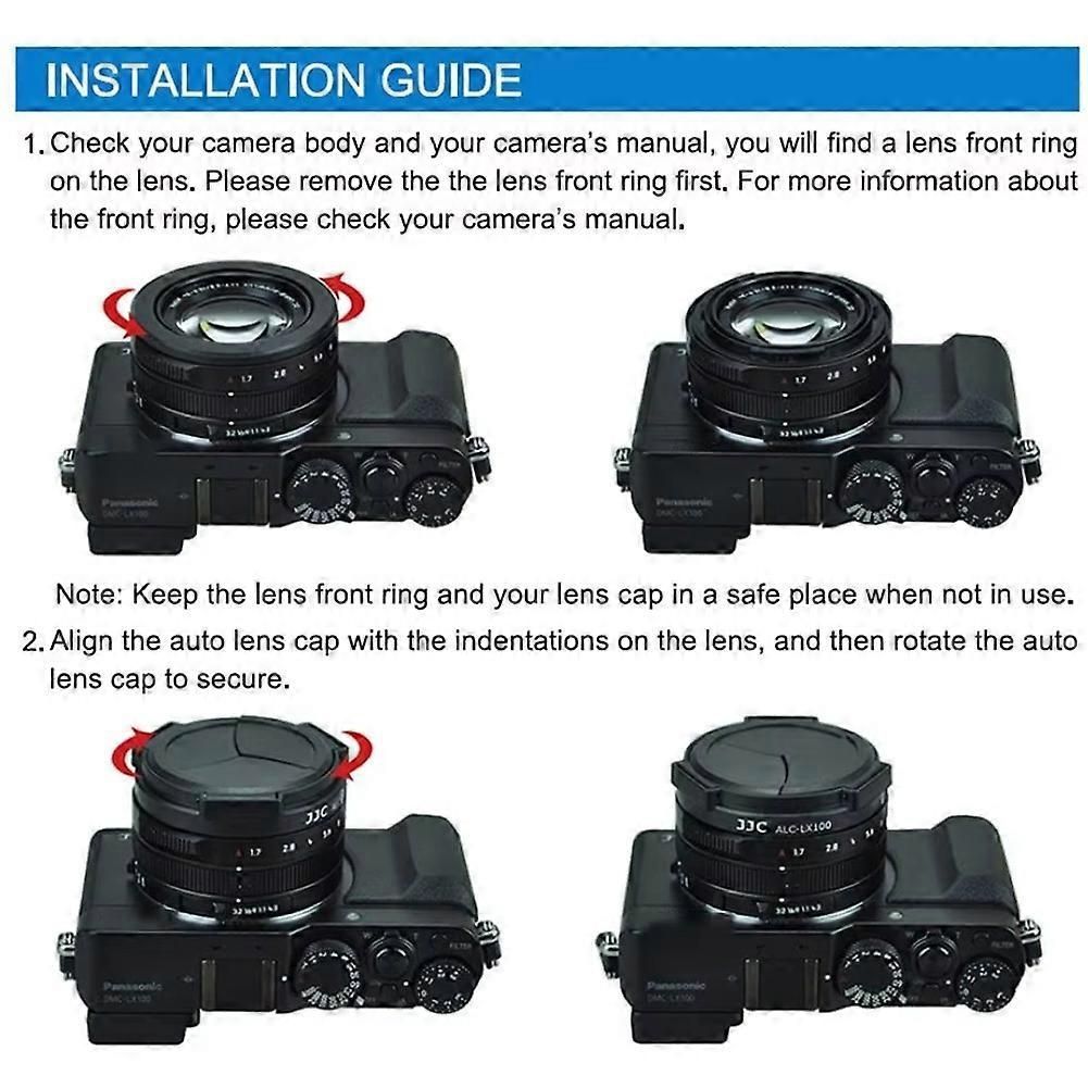 JJC DMW-LFAC1 Auto Lens Cap Cover for LEICA D-Lux8 D-LUX 7 D-LUX(Typ 109) Panasonic LUMIX DMC-LX100 DMC-LX100II DC-LX100M2