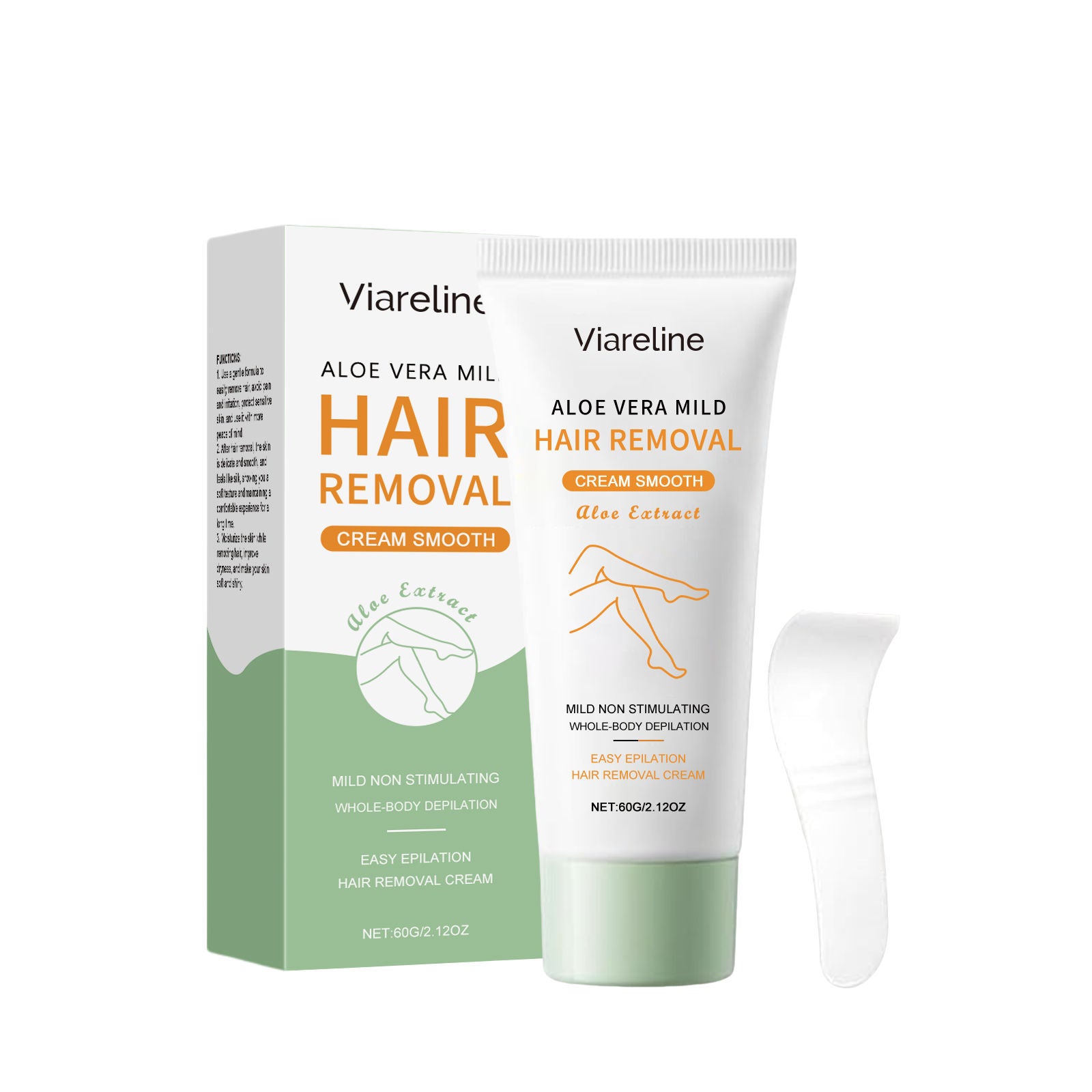 Aloe Vera Hair Removal Cream, Gentle Body Care, Moisturizes & Smooths Skin ,1 set