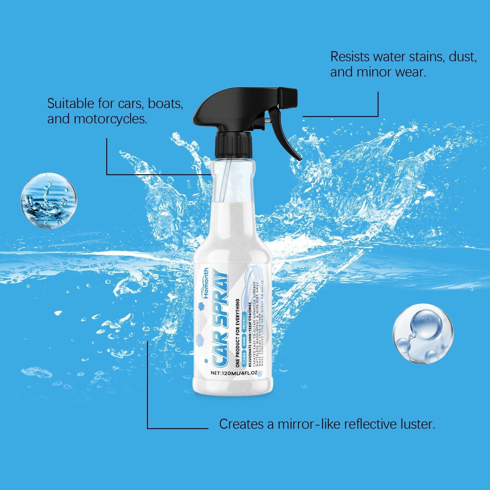 Car Paint Maintenance Coating Spray, Gloss Protection, Easy to Use, Durable Surface Shield ,120ml