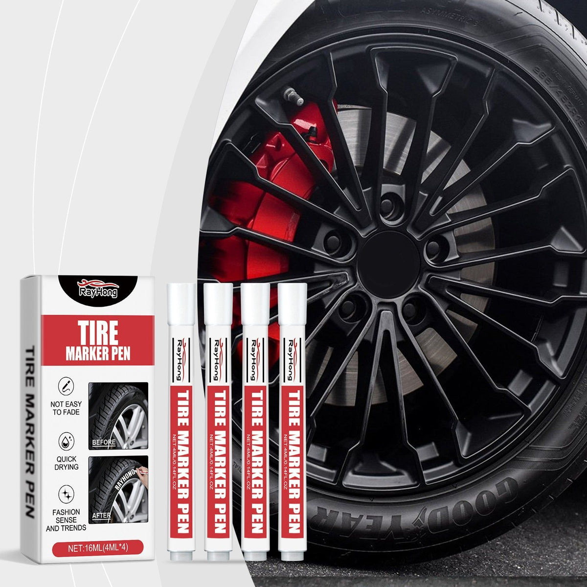 Premium Tyre Marking Pen, Non-Fading Car Tire Paint, Creative DIY Tire Art ,16ml