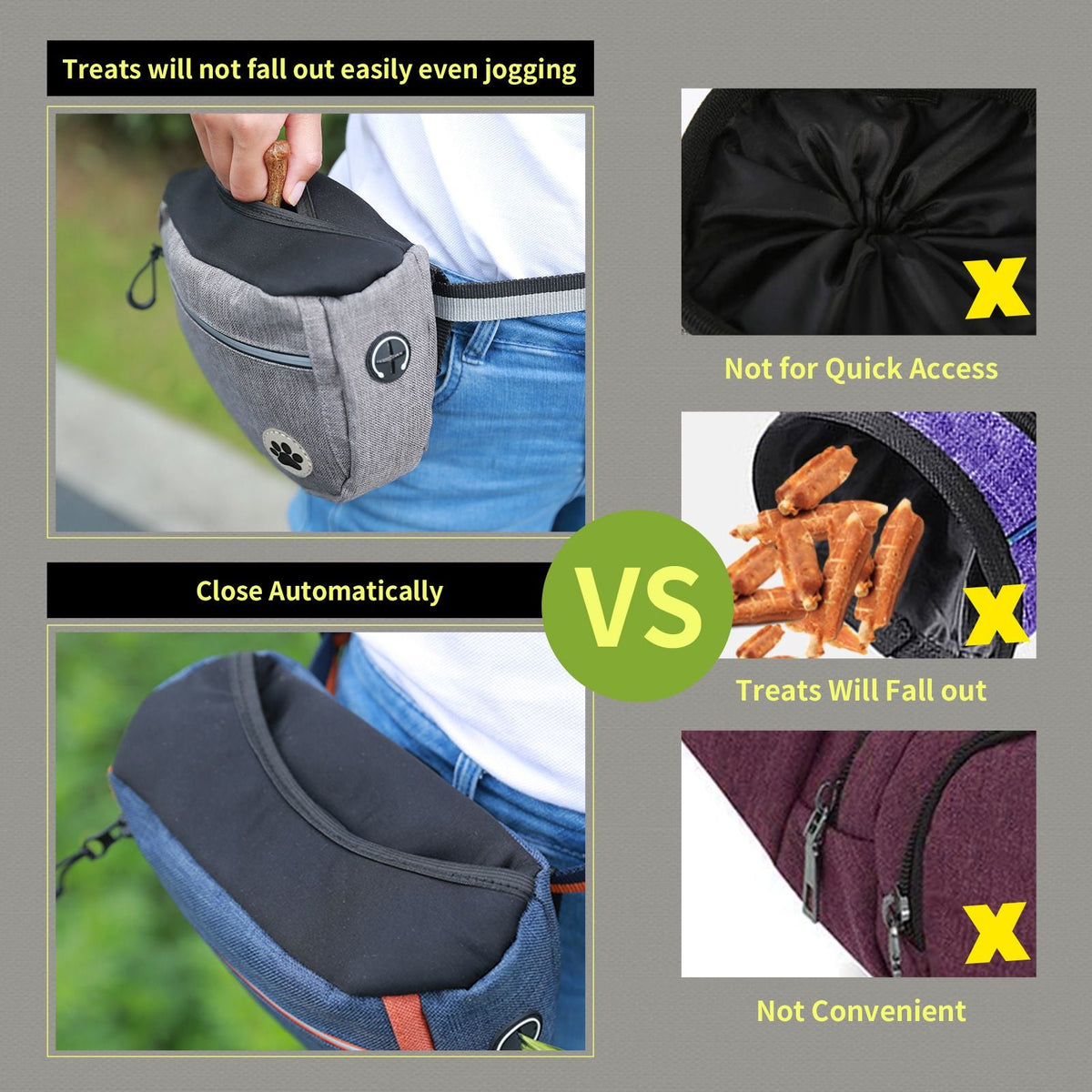 Dog Treat Training Bag Waist Pouch Dispenser Fanny Pack Food Storage Snack Bags