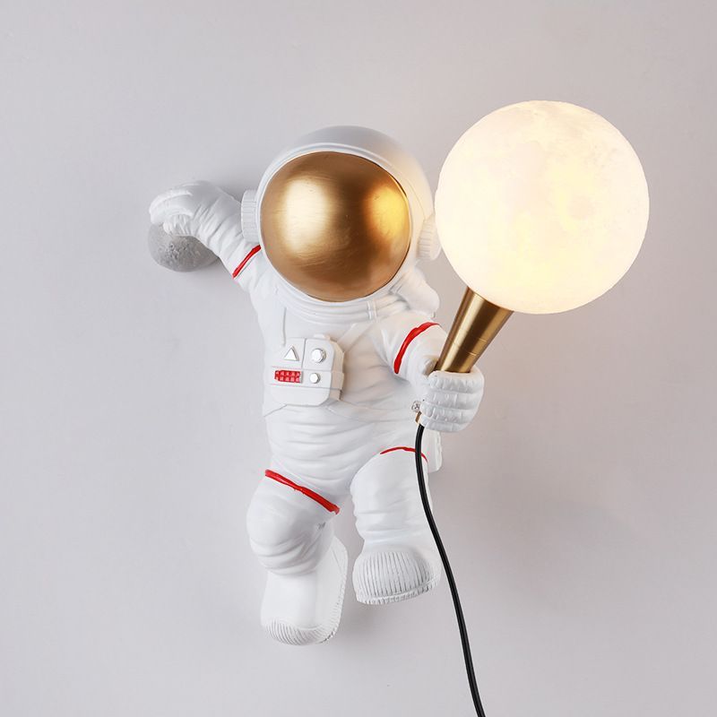 Astronaut Wall Light with Plug Bedroom Bedside Wall Sconce Living Room Moon Wall Lamp