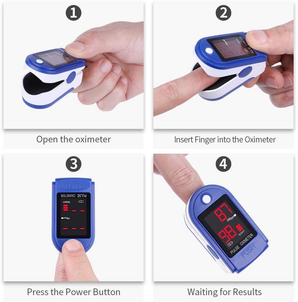 جهاز قياس التأكسج النبضي (Pulse Oximeter) لتحديد نسبة تشبع الأكسجين في الدم ومعدل ضربات القلب (SpO2) مزود بحبل تعليق