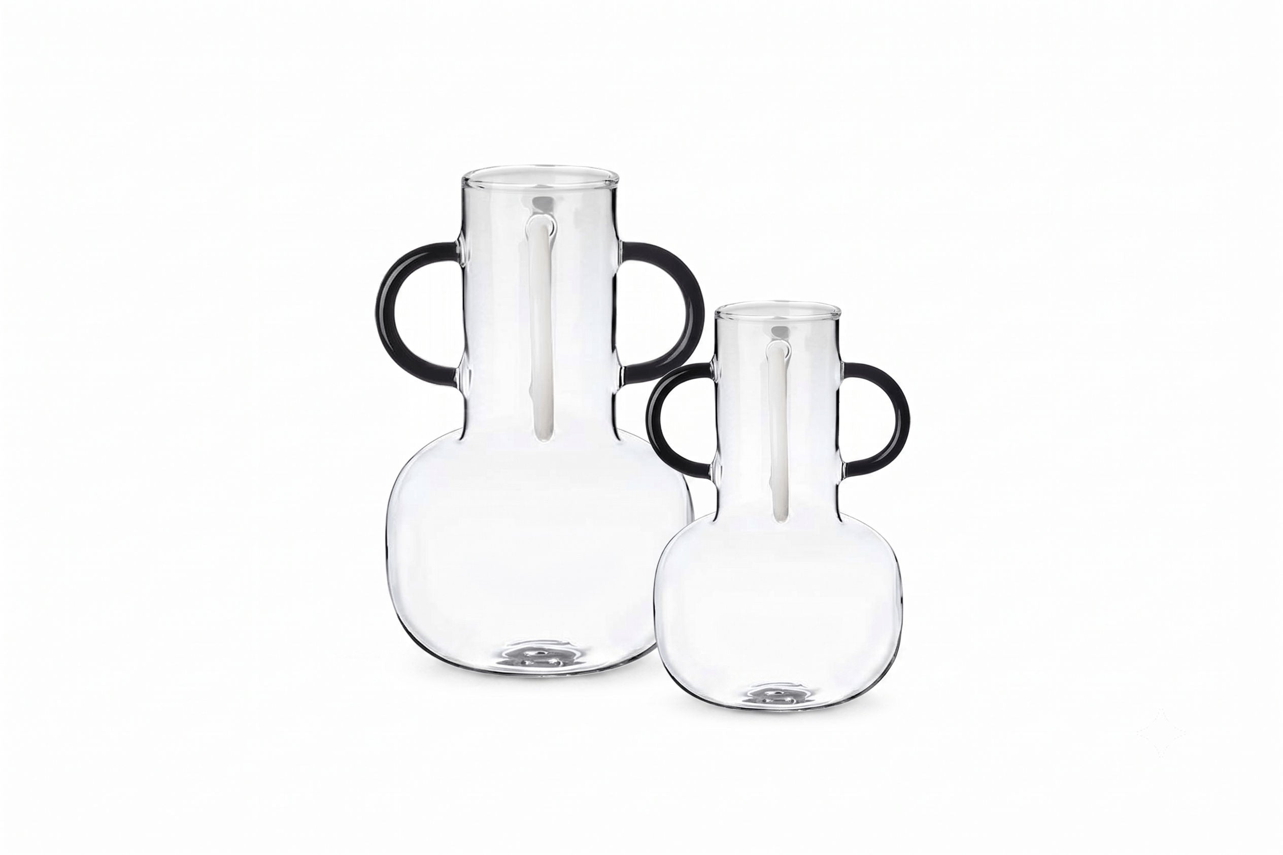 Modern 2-Piece Sculptural Glass Vase Set