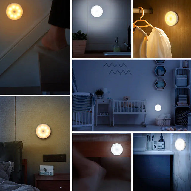 LED Motion Sensor Night Light with 2 Color Modes - USB Rechargeable Indoor Lighting for Home, Bedroom, Hallway