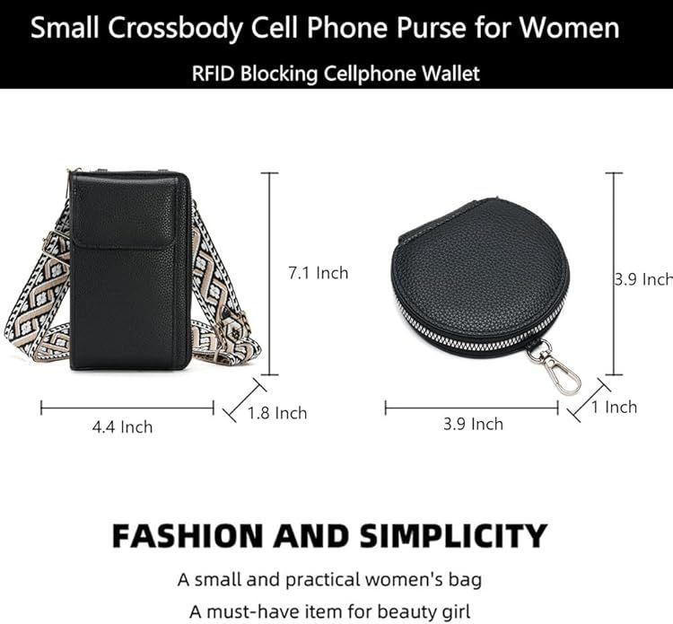 Women Small Crossbody Cell Phone Purse with Detachable Coin Case