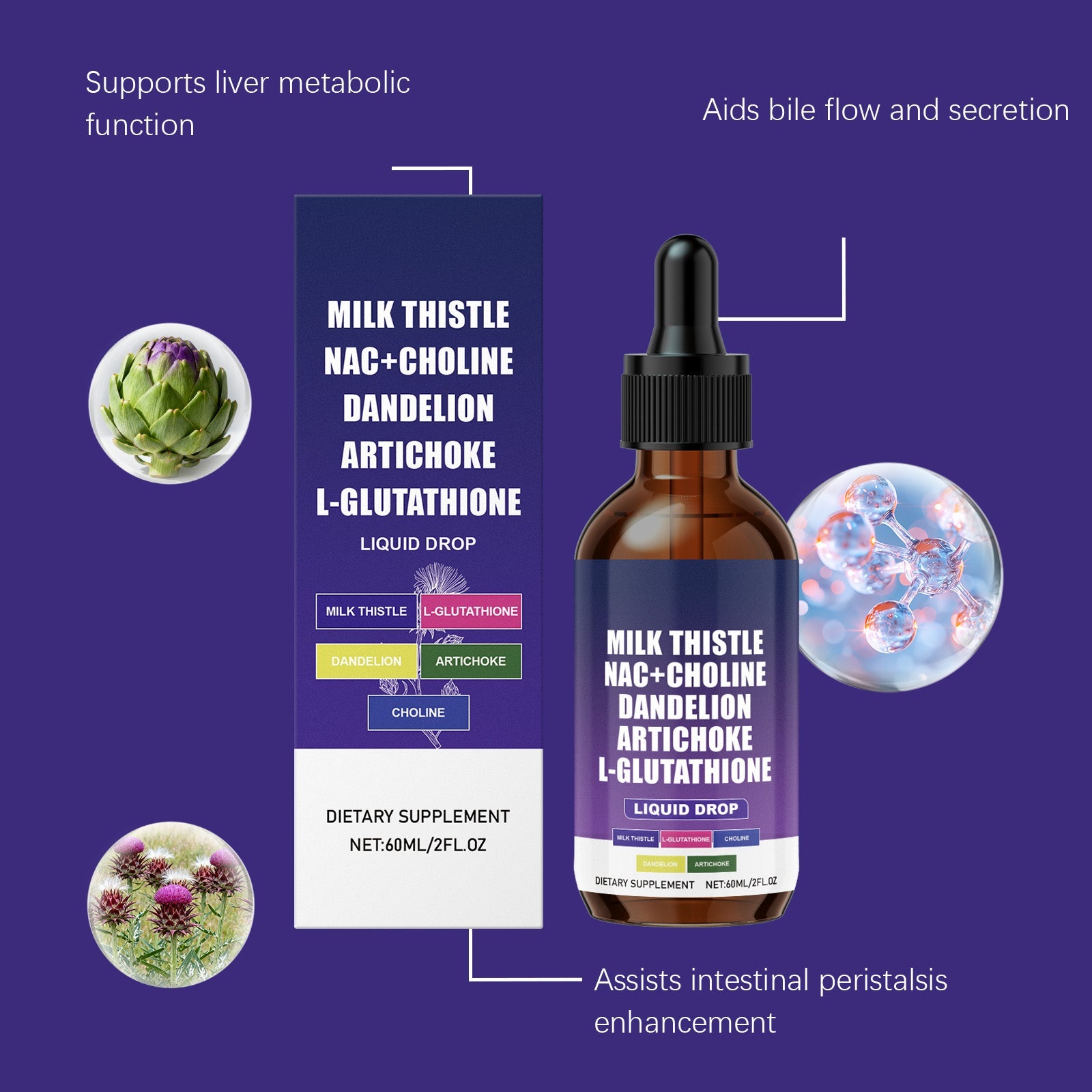 Boost Your Body Care, Vitality & Detox with Herbal Drops, Daily Wellness ,60ml