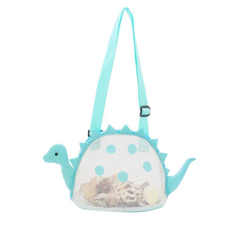 Mesh Beach Bag Kids Shell Bags Sand Toys Storage Bag Dinosaur Shape Crossbody Bag
