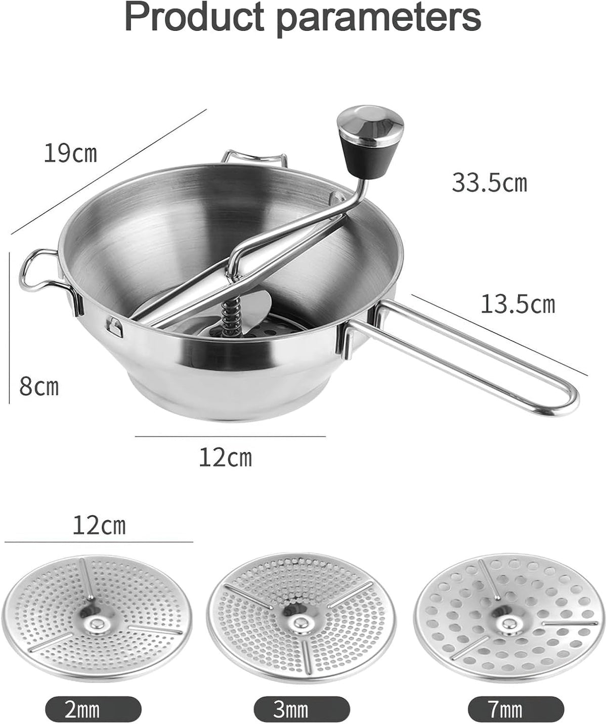 Stainless Steel Strainer Potato Press Strainer for Tomato Sauce Applesauce Puree
