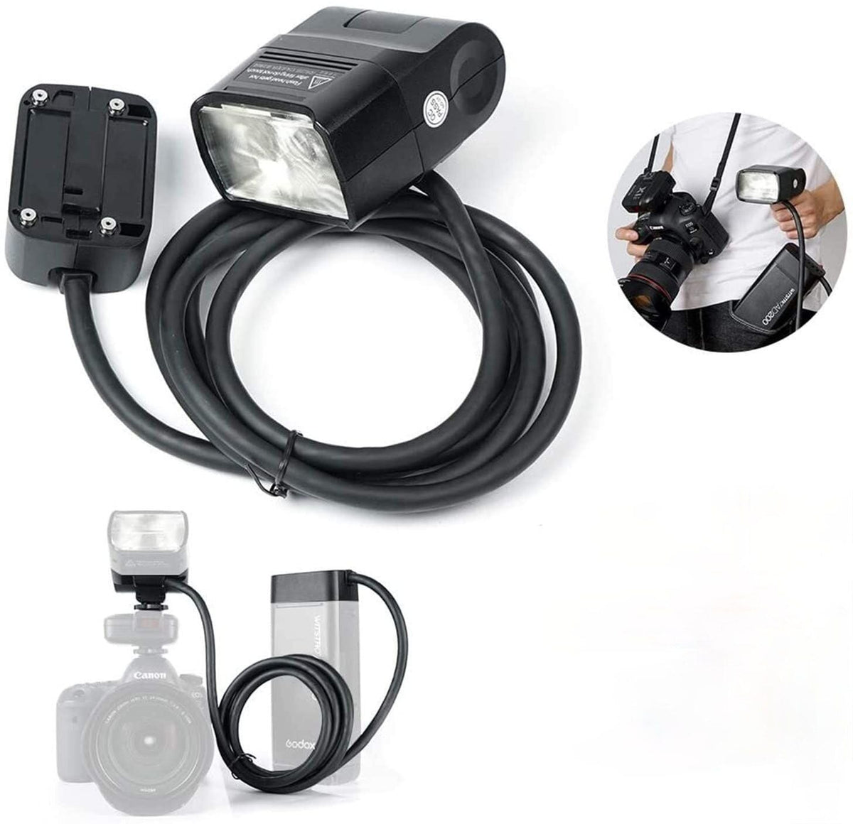 GODOX-Flash extension EC200 for camera, head with 2M cable, laptop light bulb, c