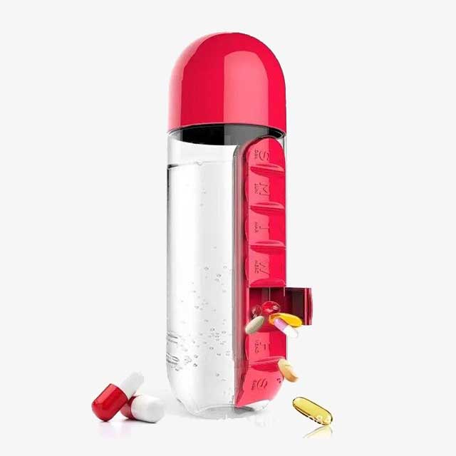 Portable Plastic Medicine Bottle 2-in-1 - Convenient Travel Pill Dispenser &amp; Storage Container