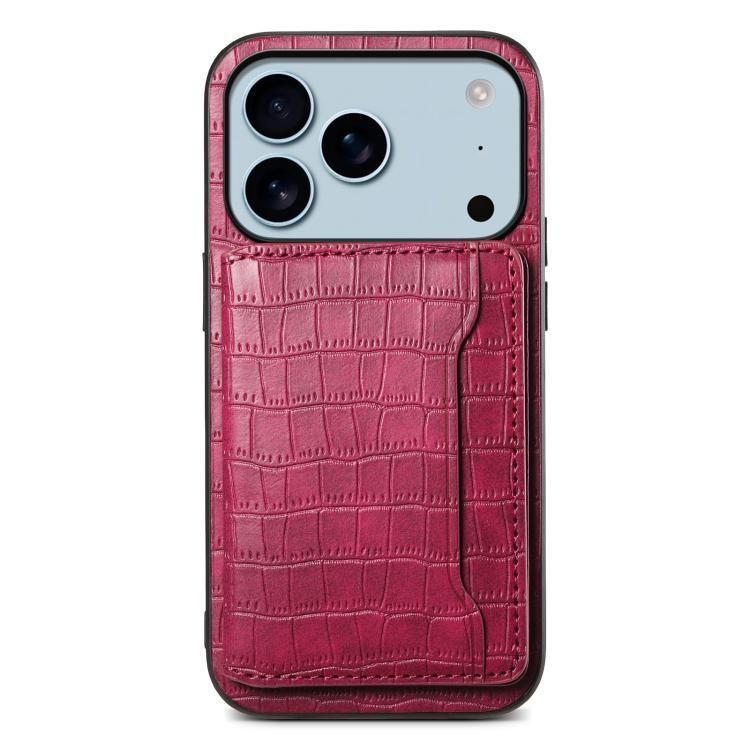 For iPhone 18 Pro Max / iPhone 17 Pro Max Crocodile Texture Card Bag Design Full Coverage Phone Case