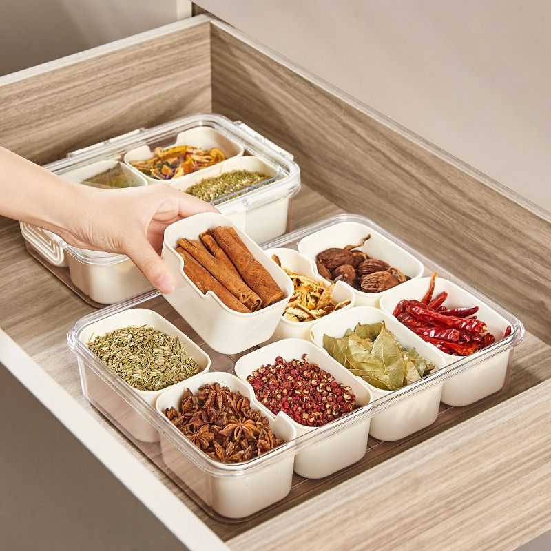 8 Compartment Spice Organizer Box - White