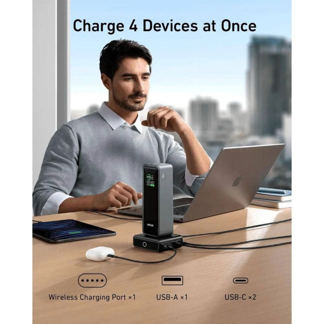 حامل الشحن Anker بقوة 100 واط، شاحن GaN 4 في 1 لمحطات الشحن المحمولة Anker Prime