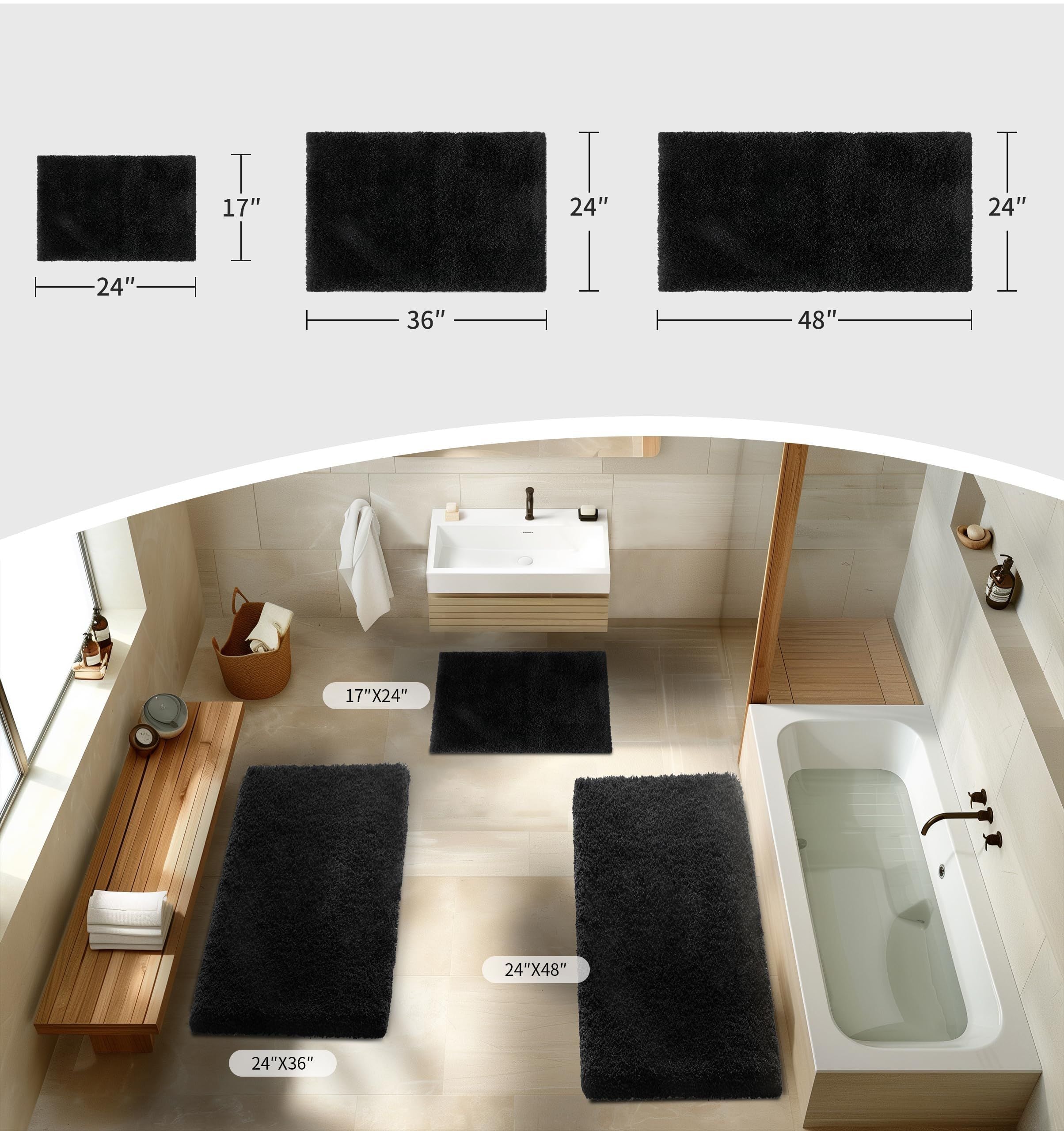 AIESY® Washable Plush Luxury Soft Shaggy Disolla Bath Mat