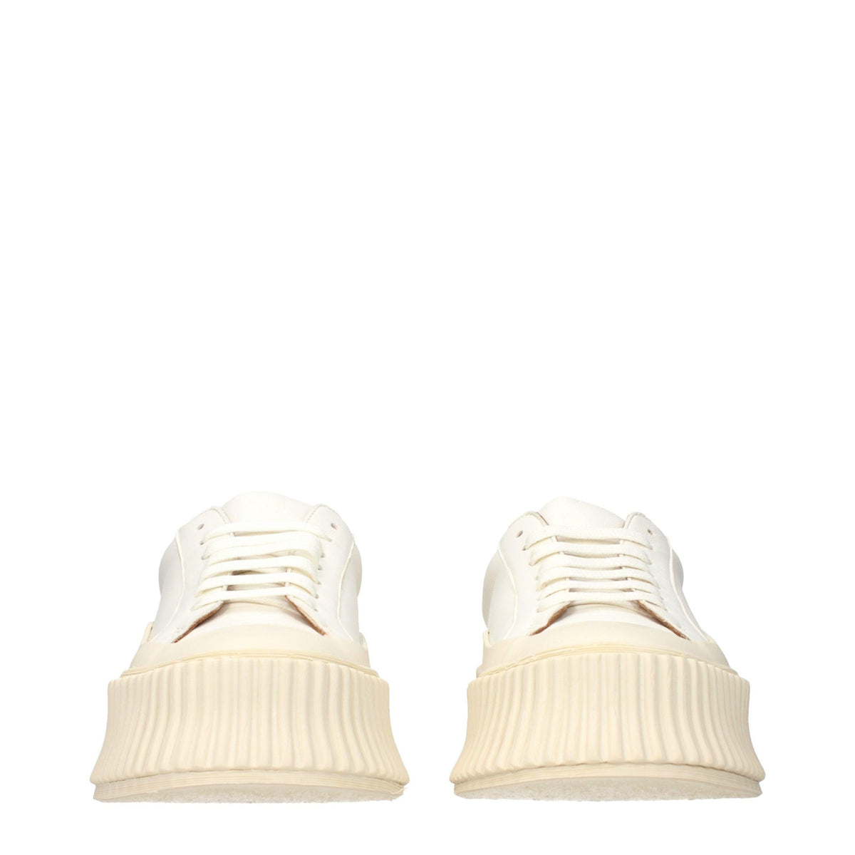 White Leather Platform Sneakers