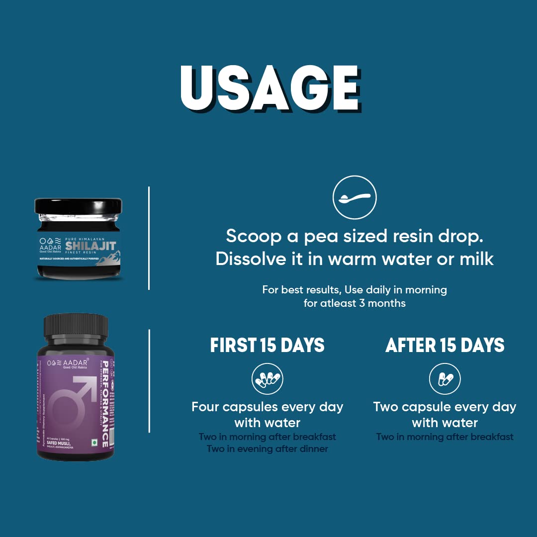 AADAR Performance Capsule & shilajit Resin combo pack