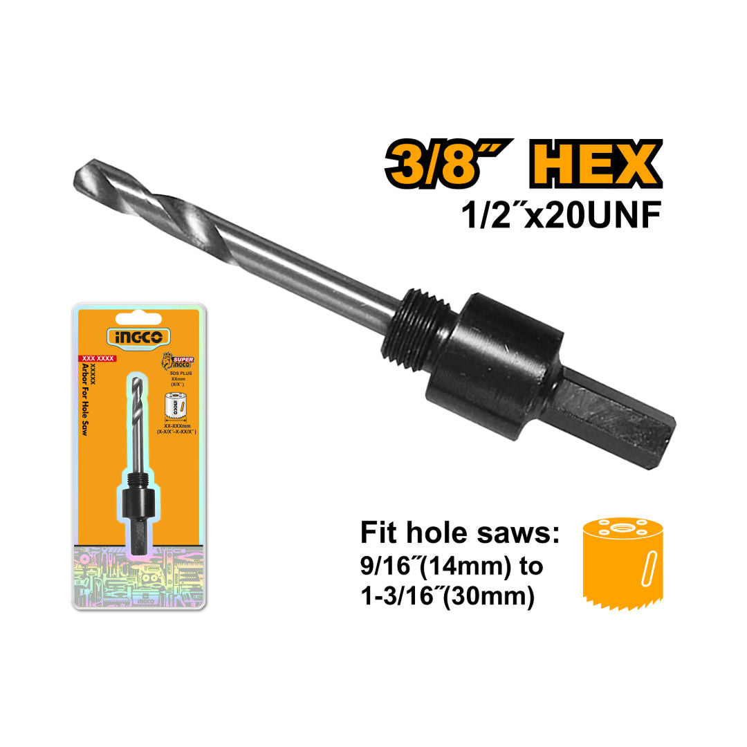 INGCO Hole Saw Arbor, 3/8" Hex Shank