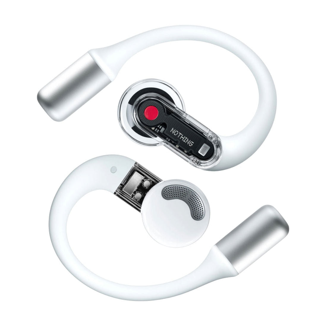 Nothing Ear (مفتوحة) سماعات أذن لاسلكية حقيقية مفتوحة الأذن بتقنية Bluetooth، بطارية طويلة العمر، تحسين الصوت الجهير، تقنية صوت واضح، لون أبيض