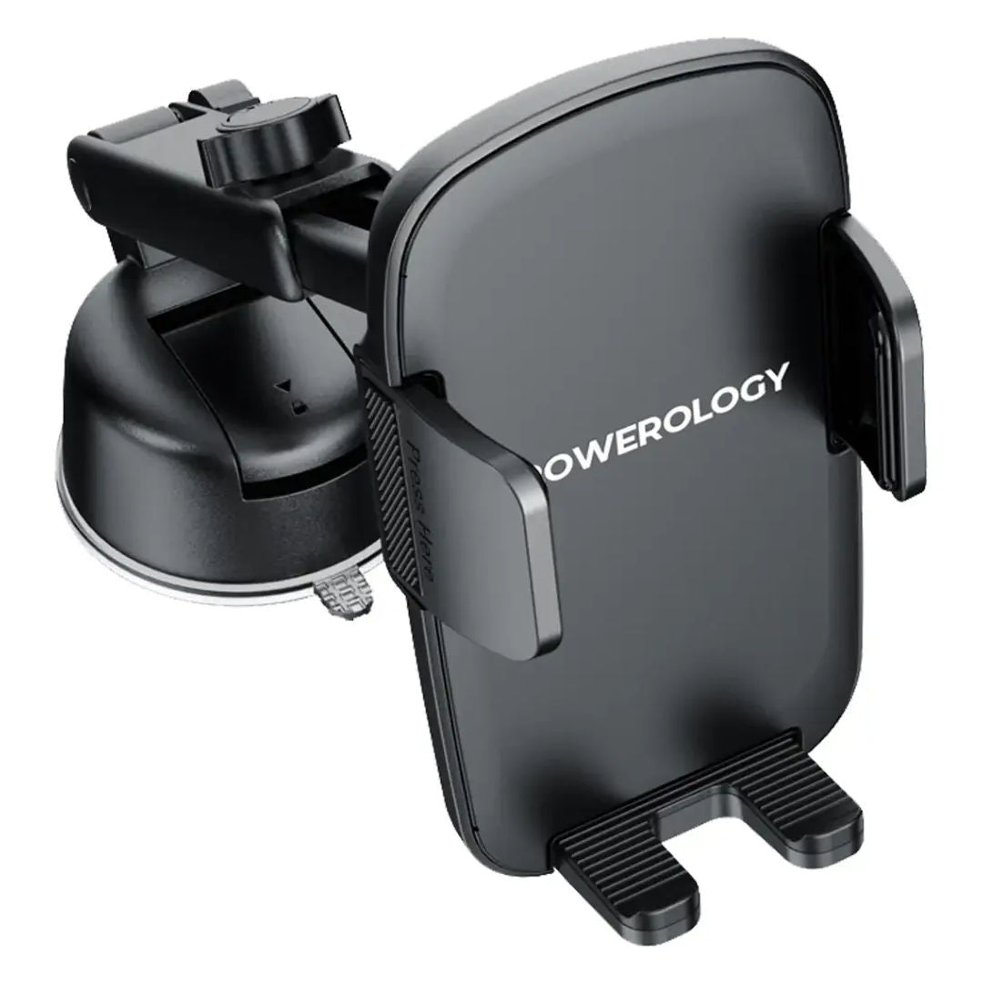 Powerology Raven Auto-Clamping Car Phone Mount, 360° Rotation, Black