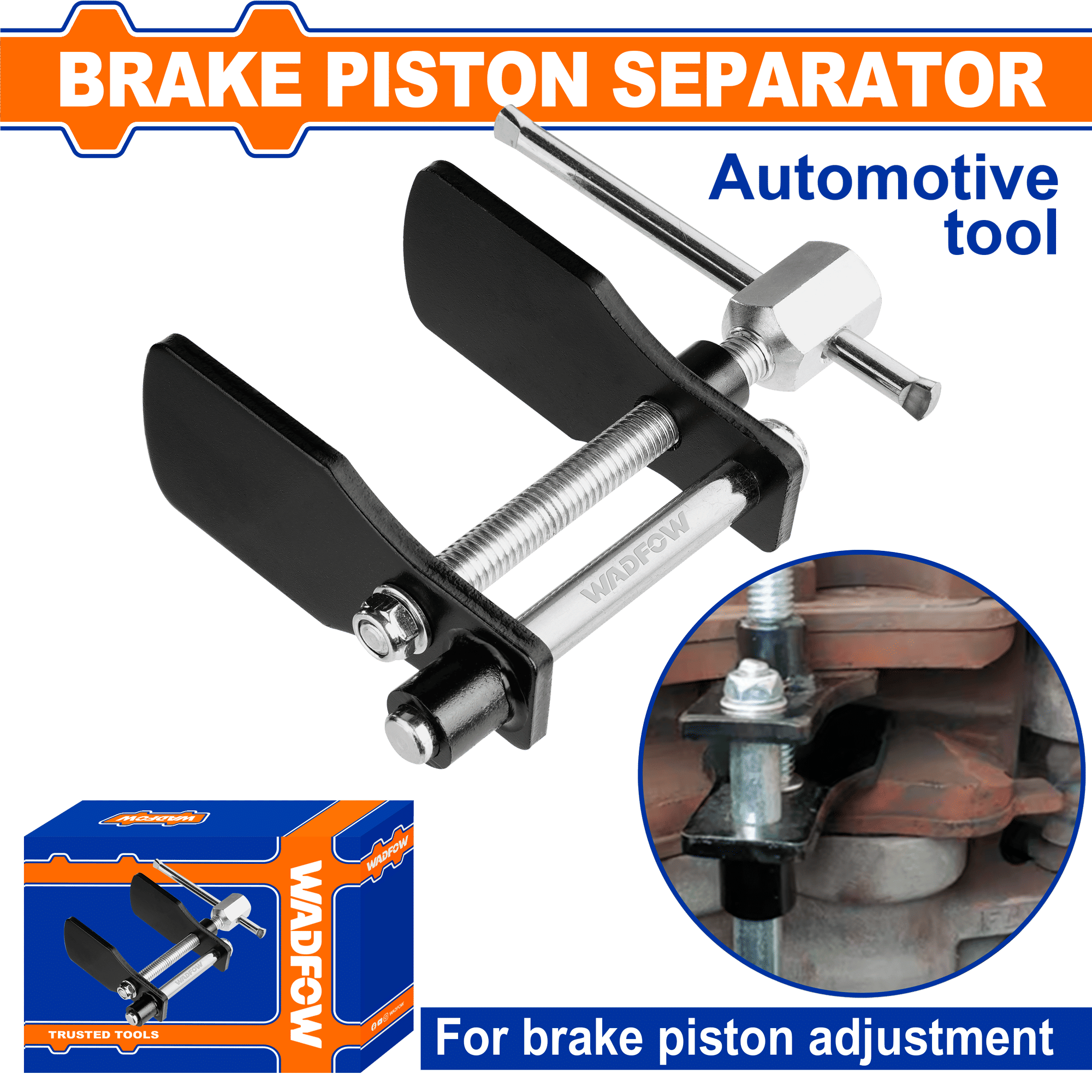WADFOW Brake Piston Separator, Carbon Steel, 0-75 mm Range, Electrophoresis Finish