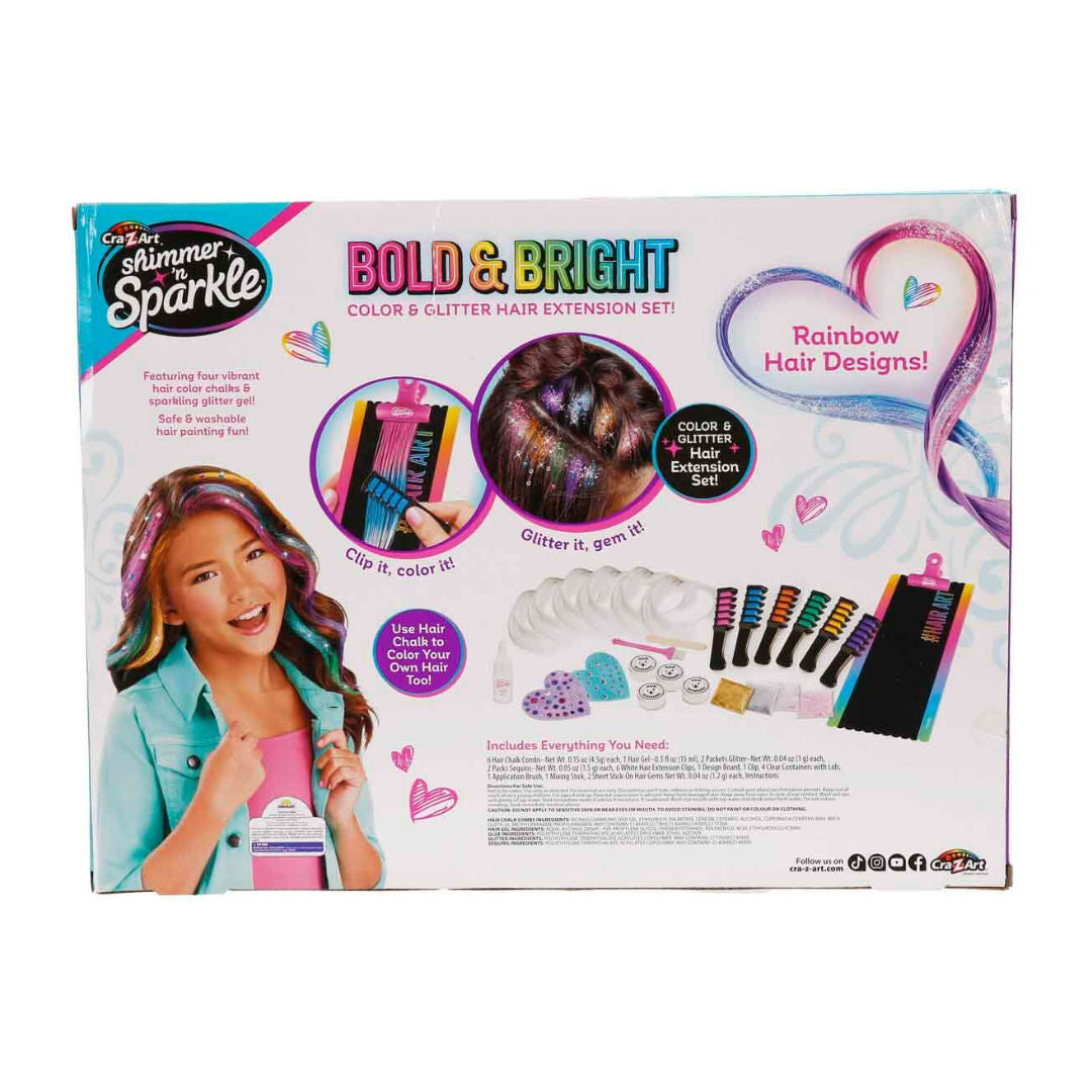 مجموعة استوديو Cra-Z-Art Shimmer ‘n Sparkle Deluxe Color FX لتمديدات الشعر، للأطفال من عمر 8 سنوات فما فوق