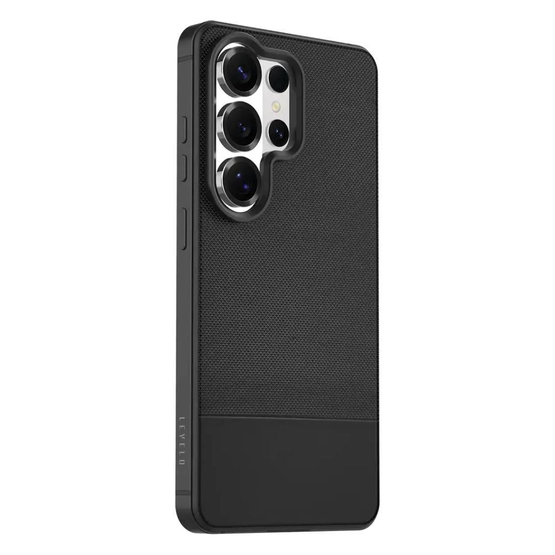 levelo Cuir Leather Hybrid Case For Samsung S26 Ultra, Black