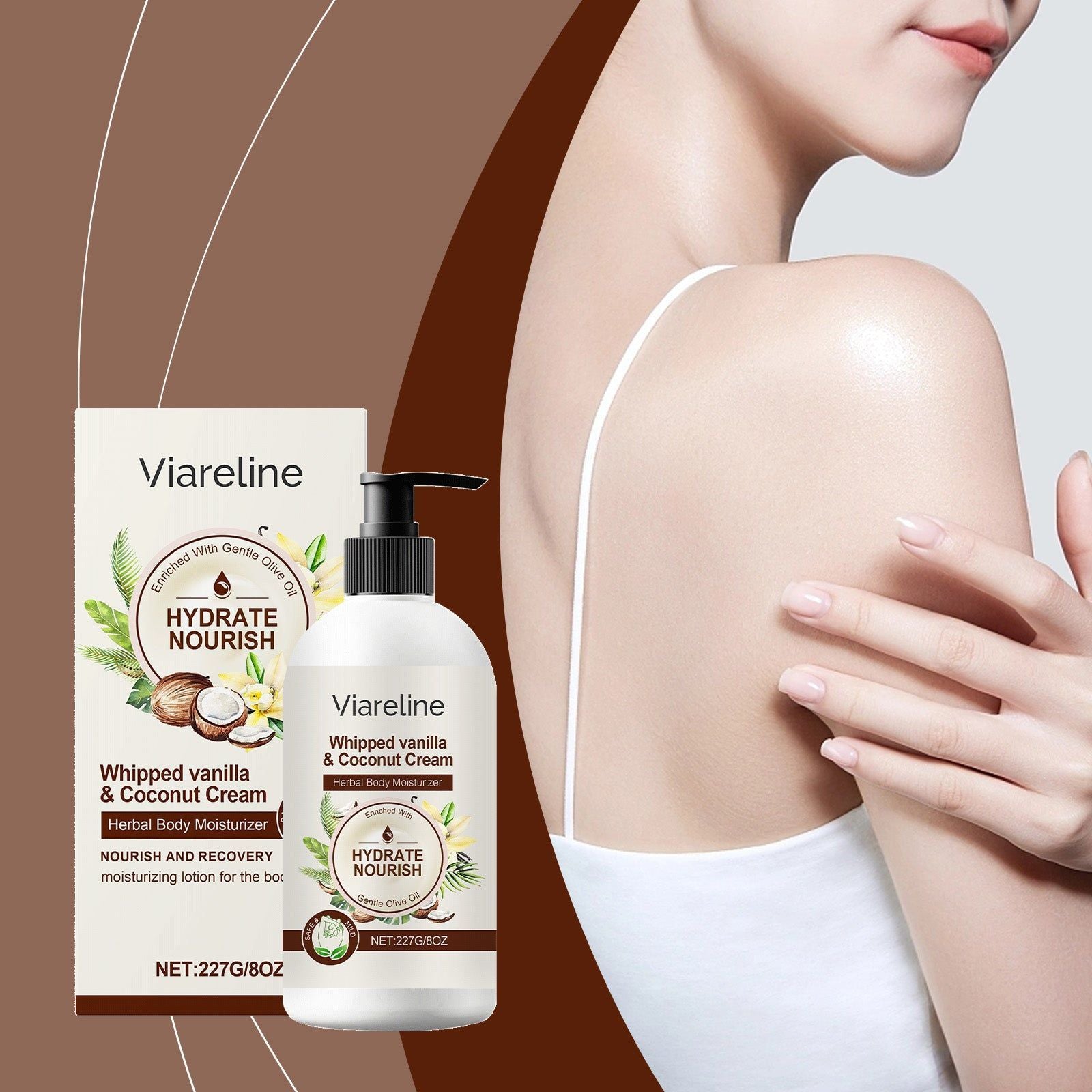 Coconut Body Moisturizer, Hydrating Body Care for Smooth, Glossy Skin ,227g