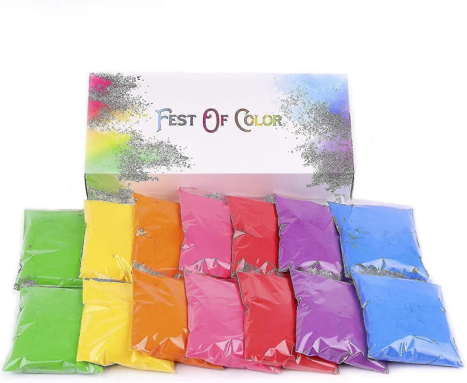 Kryc Festofcolor 14 Packets, 50g Each, 7 Brilliant Color Holi Powder, Powder For Photograpy, Color Party, Holi Event, Birthday Party, Rainbow Party, X zxin