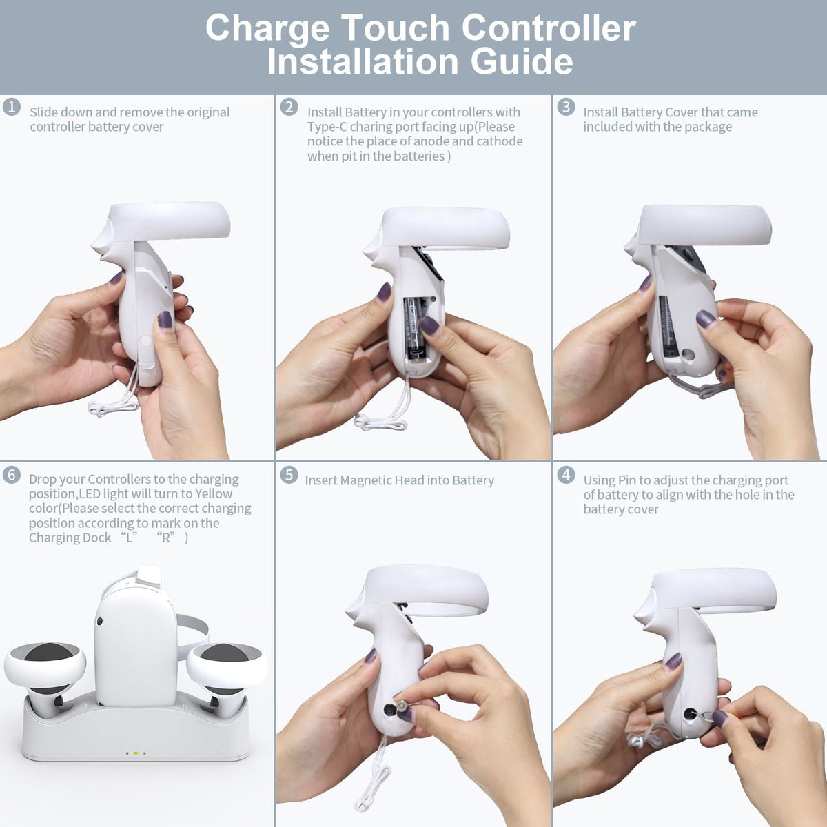 Magnetic Charging Dock Fast Charger Stand For Oculus Quest 2 With 2 Batteries