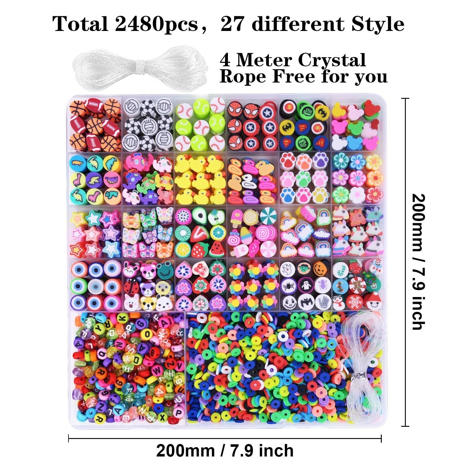 2480pcs Polymer Clay Beads Bracelet Making kit Beads DIY Jewelry Accessories for Necklace Earring Making