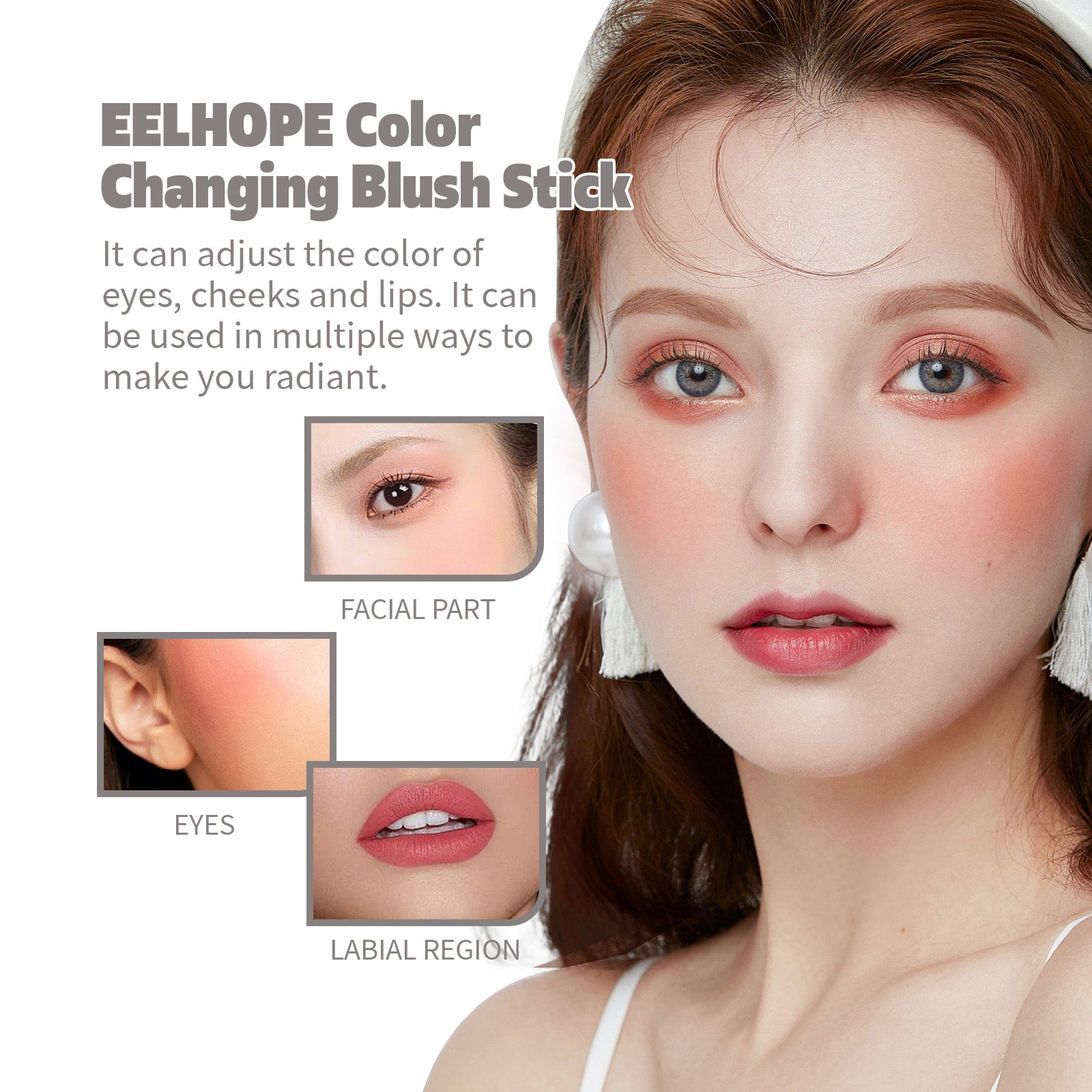 Color Changing Blush Stick, Natural Face Makeup, Lasting Nude Glow ,7g