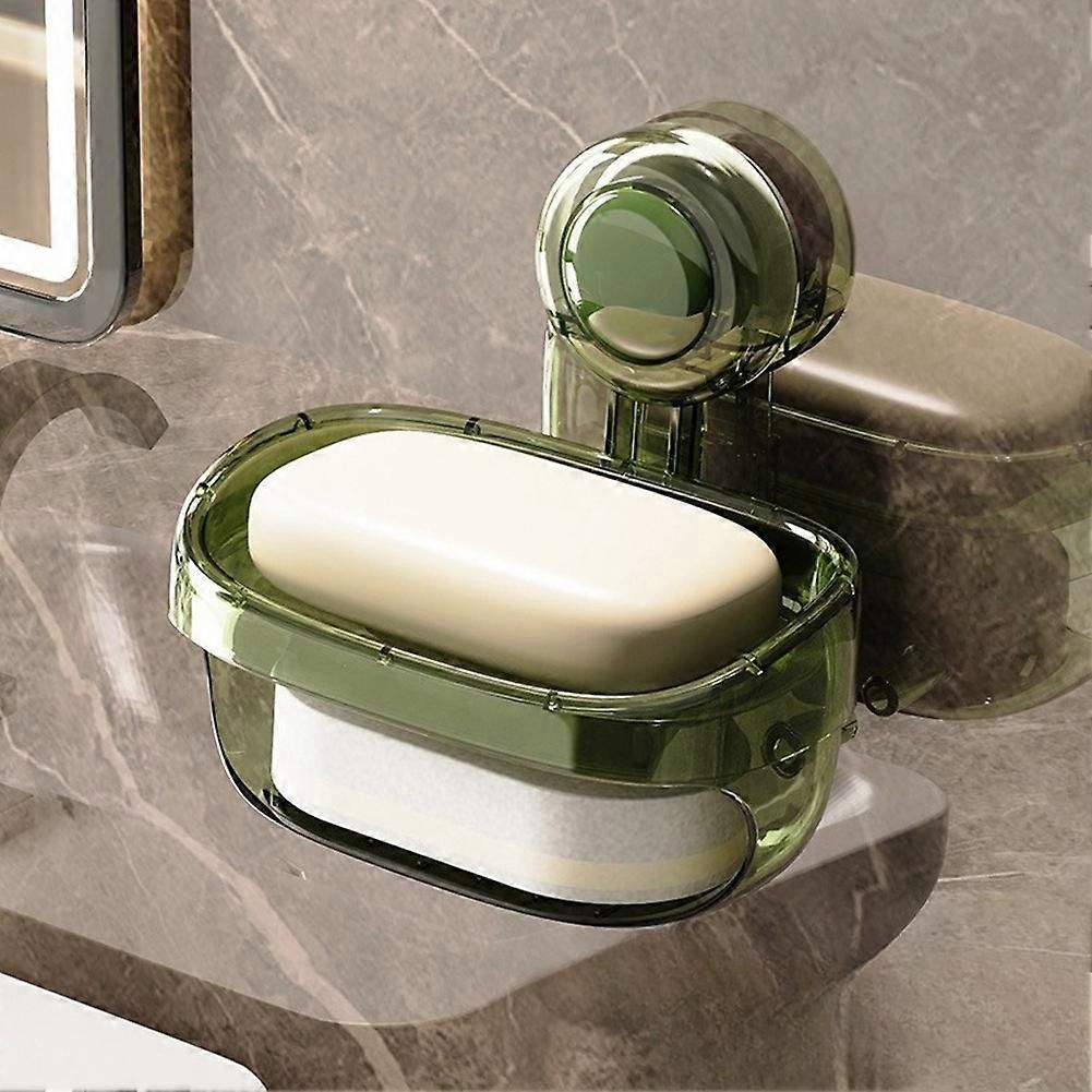 Suction Cup Soap Holder Bathroom Soap Dish with Drain Water Wall Mounted Movable Soap Box Bathroom Accessories A(A-Cream White)