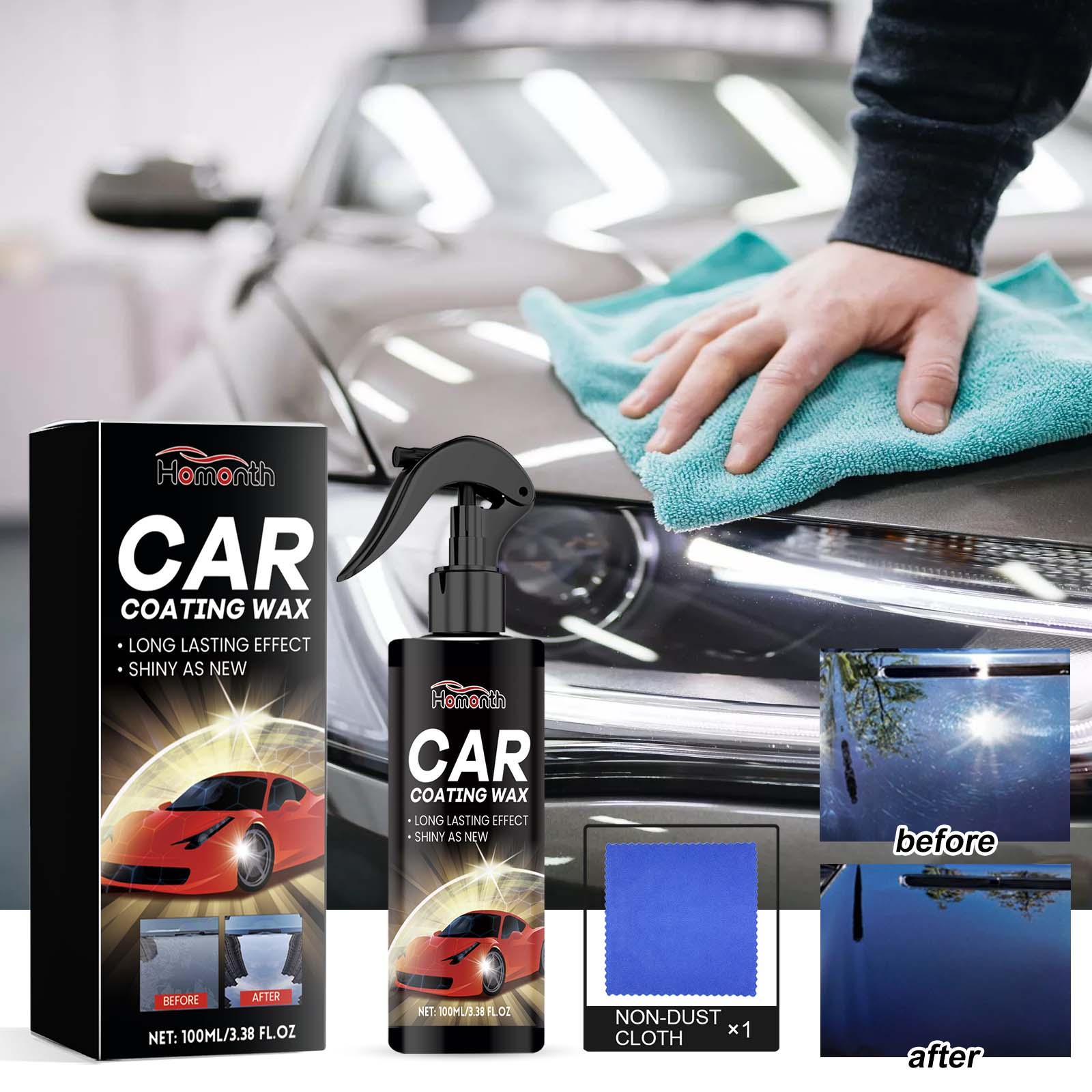 Car Reconditioning Nano Coating, Hydrophobic Crystal Polish, Long-Lasting Shine ,1set
