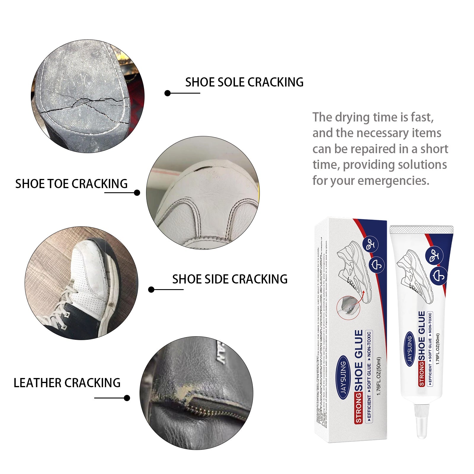 Shoe Glue, Quick Dry Waterproof Adhesive for Sneakers, Leather, Canvas, Repair ,50ml
